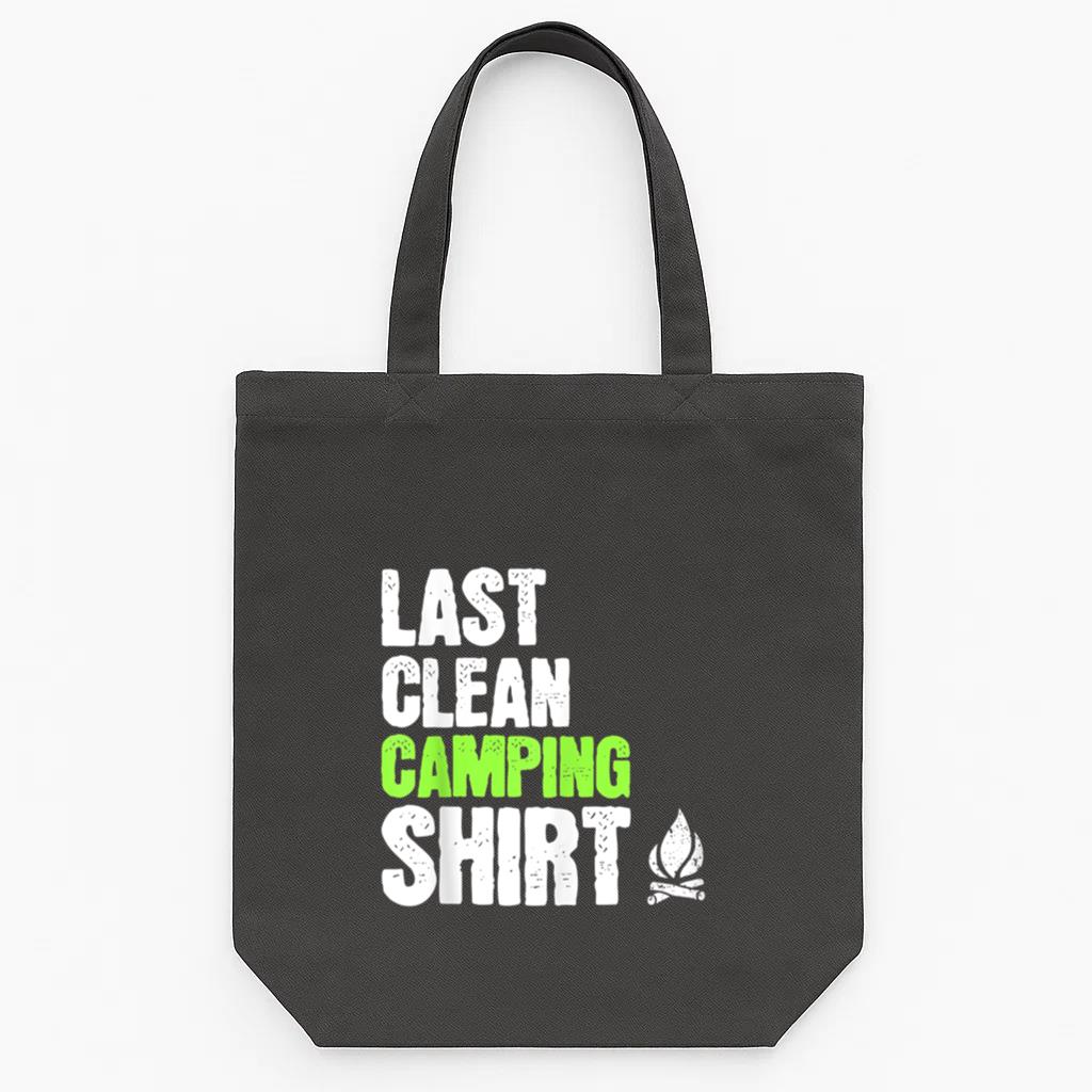 Last Clean Camping Funny Camper Tote Canvas Bag