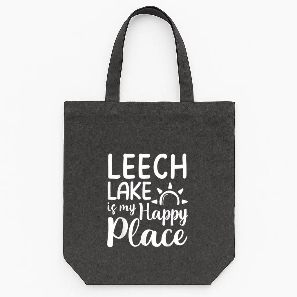 Leech Lake Is My Happy Place Camping Tote Canvas Bag