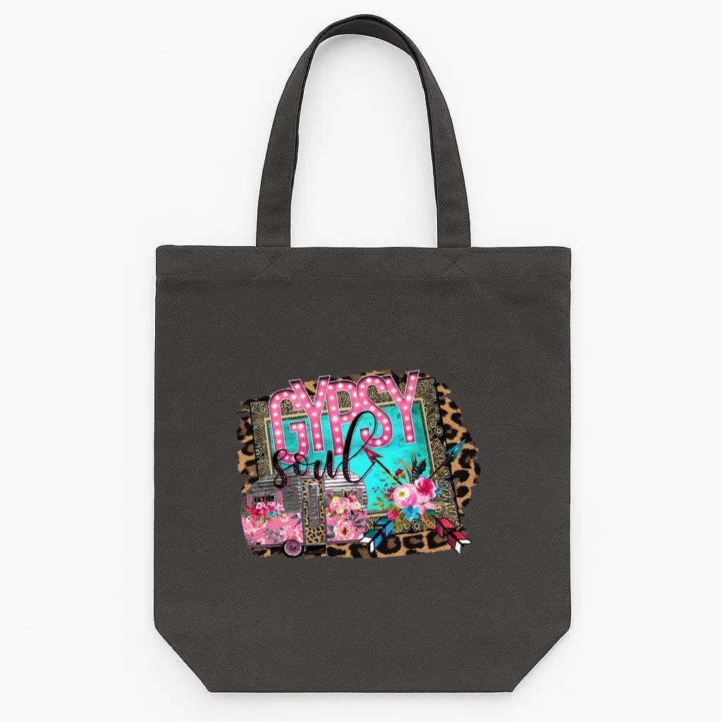 Leopard Camper RV Camping Tote Canvas Bag