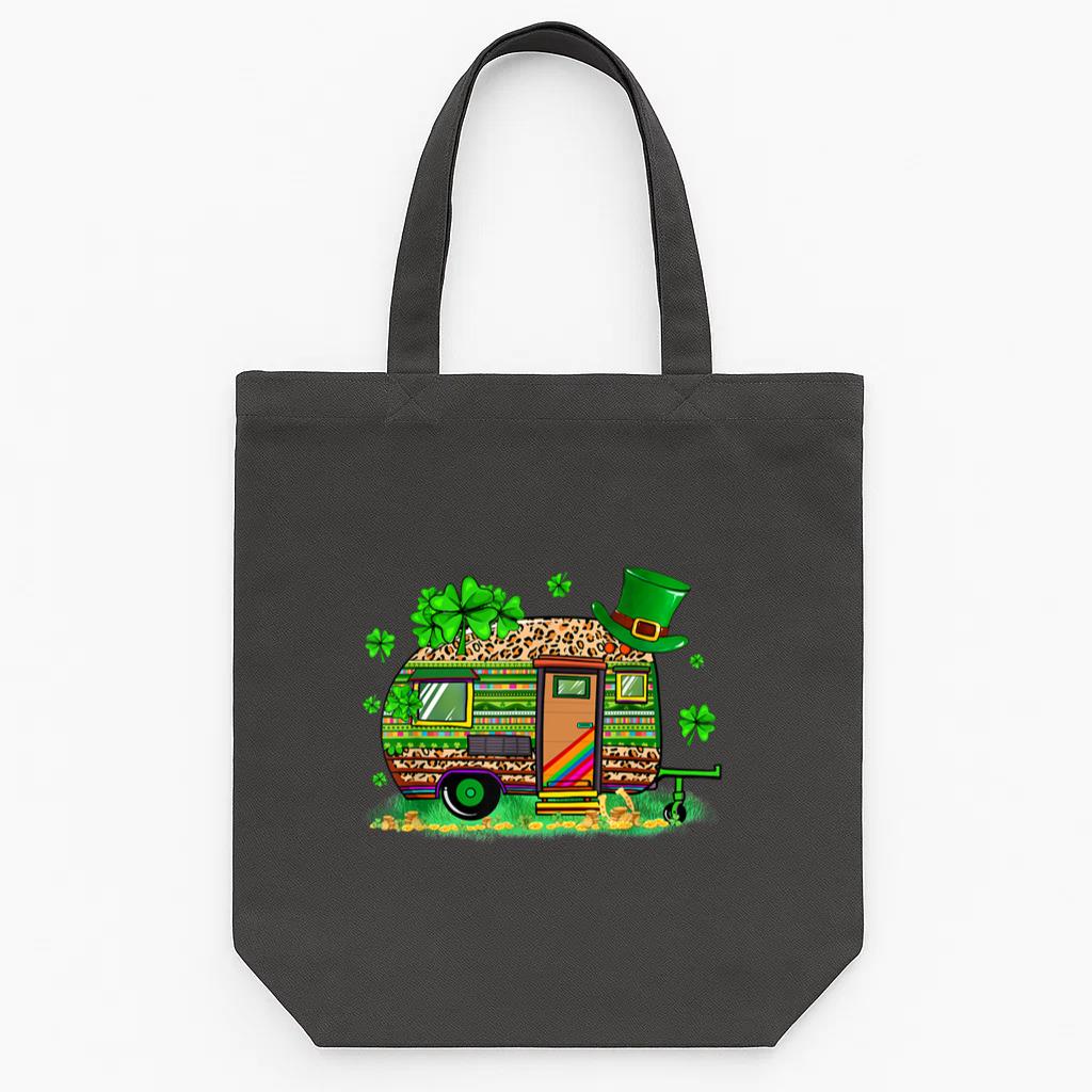 Leopard Shamrock Camping RV Tote Canvas Bag