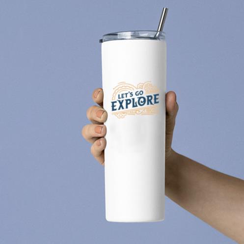 Lets Go Explore Vintage Quote Skinny Tumbler 20oz