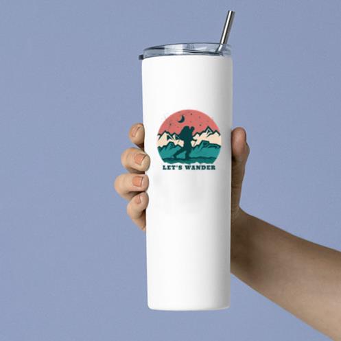 Lets Wander Mountain Badge Skinny Tumbler 20oz