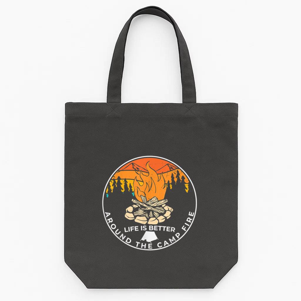 Life Is Around The Campfire Tote Canvas Bag