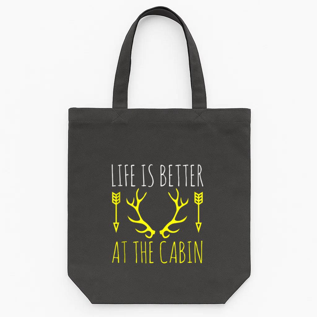 Life Is Better At The Cabin Camping Tote Canvas Bag