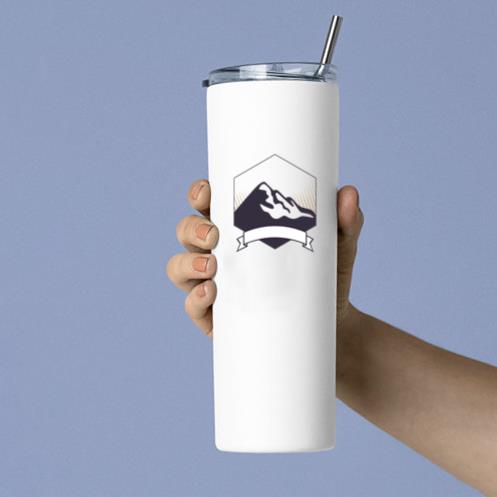 Mountain Label Badge With Ribbon Skinny Tumbler 20oz