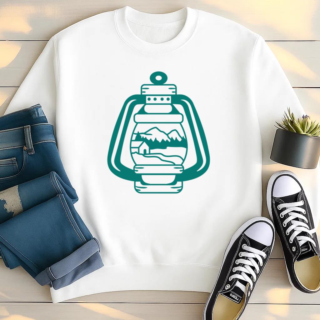 Scenic Lantern With Mountain Landscape Sweatshirt