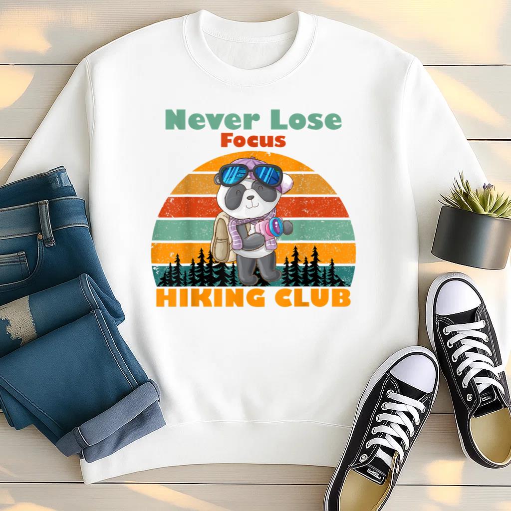 Vintage Panda Hiking Club Never Lose Focus Sweatshirt